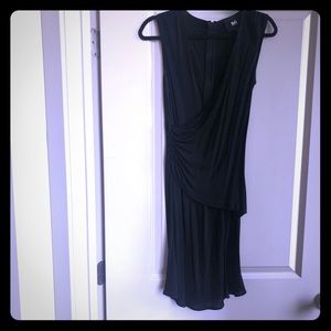 Black Viscose Surplice Neckline Ruched